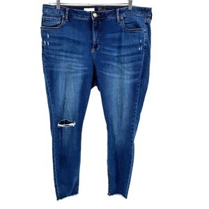 KUT from the Kloth Ankle Skinny Jeans Women's 20W Medium Wash Frayed Hem Stretch
